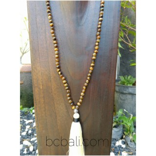 prayer necklaces tassels wooden beads organic